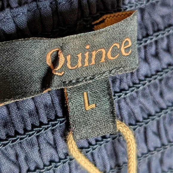 Quince Organic Cotton Navy Sleeveless Maxi Dress Smocked Back Sz L NWT - Picture 6 of 11